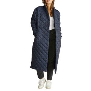 rebecca minkoff coat long quilted coat navy